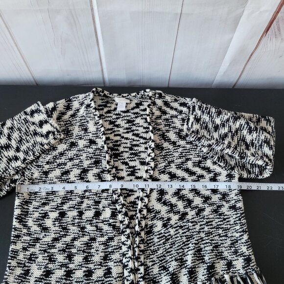 Chico’s Cardigan Textured Knit Sweater w/ Fringe, Black/White, Women’s Plus Sz 1 - Picture 5 of 6